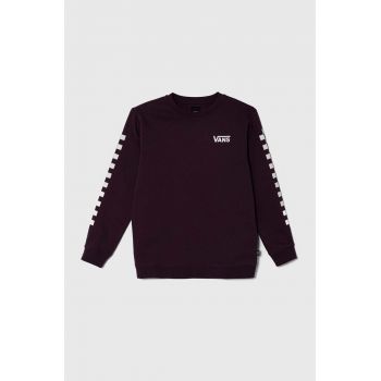 Vans bluza copii EXPOSITION CHECK CREW culoarea violet, cu imprimeu