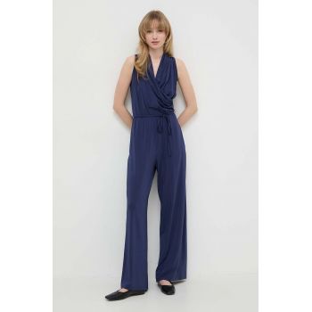 Weekend Max Mara salopetă culoarea bleumarin, cu decolteu in v 2415640000000