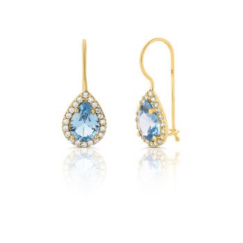 Cercei din aur 14K Blue Teardrop