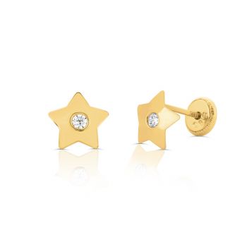 Cercei din aur 14K pentru copii Big Stars and Crystals