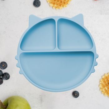 Farfurie compartimentata din silicon cu ventuza AppeKids Kitty Aqua Blue