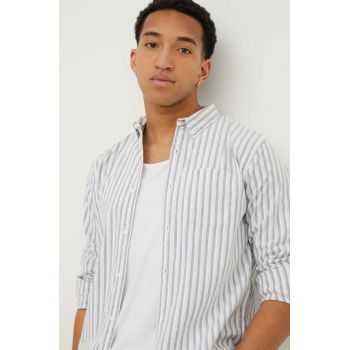 Hollister Co. camasa barbati, culoarea alb, cu guler button-down, regular