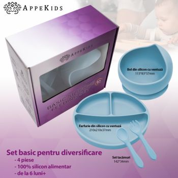 Set diversificare AppeKids din silicon Basic Aqua Blue