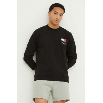 Tommy Jeans bluză bărbați, culoarea negru, cu imprimeu DM0DM18913