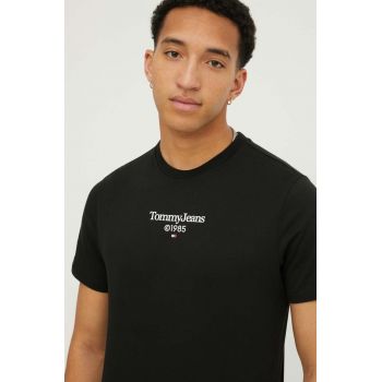 Tommy Jeans tricou din bumbac bărbați, culoarea negru, cu imprimeu DM0DM18569