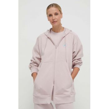 adidas by Stella McCartney bluză trening culoarea roz, cu glugă, uni IU0860