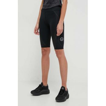 adidas by Stella McCartney pantaloni scurți de alergare TruePace culoarea negru, cu imprimeu, high waist IT3325