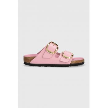 Birkenstock slapi de piele Arizona Big Buckle femei, culoarea roz, 1026532