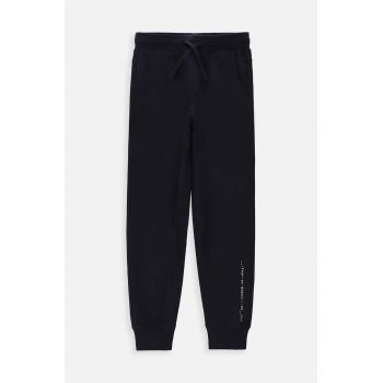 Coccodrillo pantaloni de trening din bumbac pentru copii culoarea albastru marin, neted