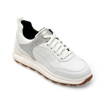 Pantofi casual GEOX albi, D3626D, din piele naturala