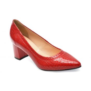 Pantofi IMAGE rosii, 5841, din piele naturala lacuita la reducere