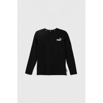 Puma longsleeve din bumbac pentru copii ESS No. 1 Logo LS Tee B culoarea negru, cu imprimeu