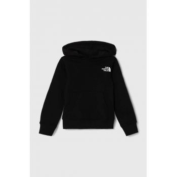 The North Face bluza copii NEW GRAPHIC HOODIE culoarea negru, cu glugă, cu imprimeu