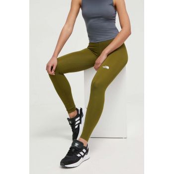 The North Face leggins sport Flex femei, culoarea verde, neted