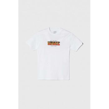 Vans tricou de bumbac pentru copii DIGI FLAMES SS culoarea alb, cu imprimeu