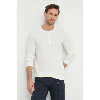 Marc O'Polo longsleeve din bumbac culoarea alb, neted