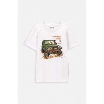 Coccodrillo tricou de bumbac pentru copii culoarea alb, cu imprimeu