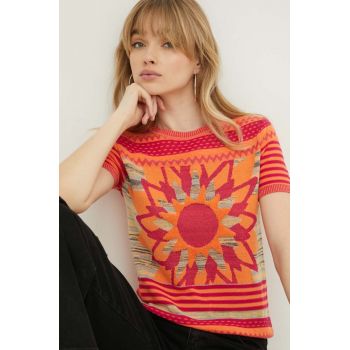 Desigual tricou femei, culoarea portocaliu