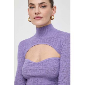 Elisabetta Franchi pulover femei, culoarea violet, light, cu guler