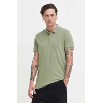 Hollister Co. tricou polo barbati, culoarea verde, neted