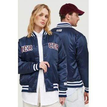 Mercer Amsterdam geaca bomber culoarea albastru marin, de iarna