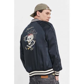 Superdry geaca bomber barbati, culoarea negru, de tranzitie