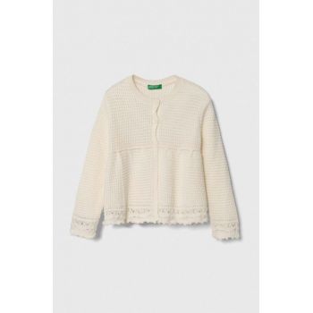 United Colors of Benetton cardigan din bumbac pentru copii culoarea bej