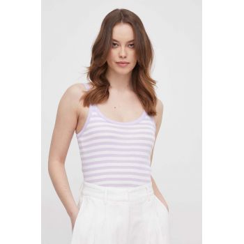 United Colors of Benetton top din bumbac culoarea violet