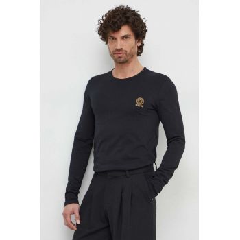 Versace longsleeve  2-pack barbati, culoarea negru, neted