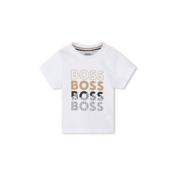 BOSS tricou de bumbac pentru copii culoarea alb, cu imprimeu