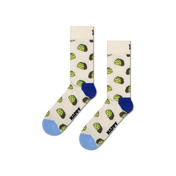 Happy Socks sosete Taco Sock culoarea alb