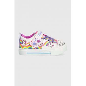 Skechers tenisi copii TWINKLE SPARKS JUMPIN CLOUDS culoarea alb