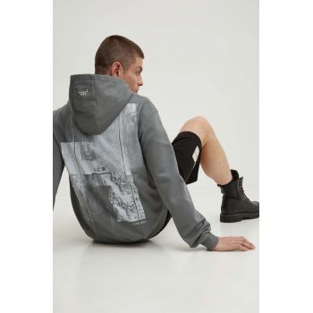 A-COLD-WALL* hanorac de bumbac BRUTALIST HOODIE bărbați, culoarea verde, cu glugă, cu imprimeu ACWMW134A