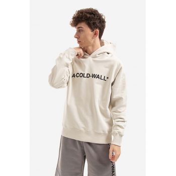 A-COLD-WALL* hanorac de bumbac Essential Logo Hoodie bărbați, culoarea bej, cu glugă, cu imprimeu ACWMW057.-BONE