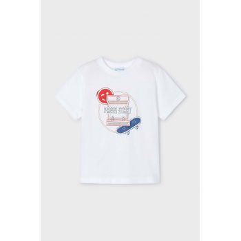 Mayoral tricou de bumbac pentru copii culoarea alb, cu imprimeu