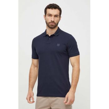 BOSS Orange tricou polo barbati, culoarea albastru marin, neted, 50507803