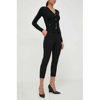 Elisabetta Franchi pantaloni femei, culoarea negru, fason tigareta, high waist