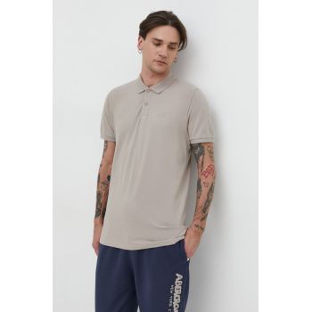 Hollister Co. tricou polo barbati, culoarea bej, neted