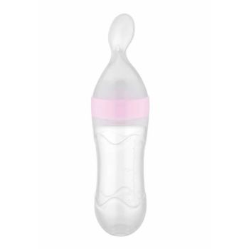 Lingurita cu rezervor pentru bebelusi BabyJem 90 ml Roz