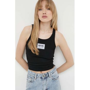 Moschino Jeans top femei, culoarea negru