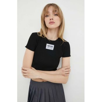 Moschino Jeans top femei, culoarea negru