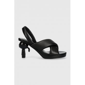 Karl Lagerfeld sandale de piele IKON HEEL culoarea negru, KL39024 de firma originale