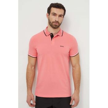 BOSS Green tricou polo bărbați, culoarea portocaliu, cu imprimeu 50506193