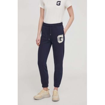 Gant pantaloni de trening culoarea albastru marin, cu imprimeu