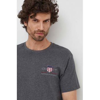 Gant tricou din bumbac culoarea gri, cu imprimeu de firma original