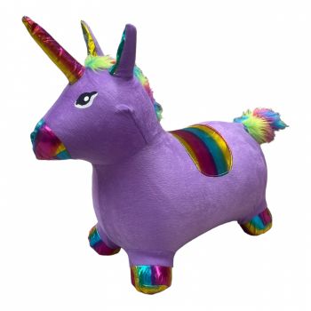 Unicorn gonflabil cu husa de plus, cu sunete si lumini, mov