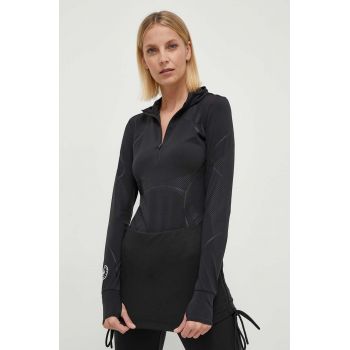 adidas by Stella McCartney hanorac de antrenament Truepace culoarea negru, cu glugă, cu imprimeu IT9049