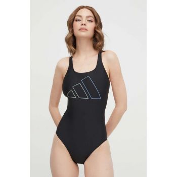 adidas Performance costum de baie dintr-o bucată Big Bars culoarea negru, cupă moale IQ3982