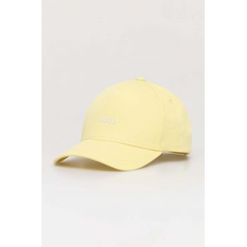 HUGO șapcă de baseball din bumbac culoarea galben, cu imprimeu 50508845