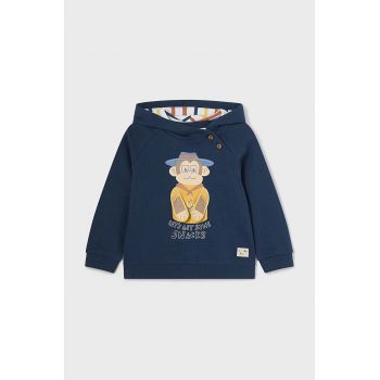 Mayoral bluza bebe culoarea albastru marin, cu glugă, cu imprimeu